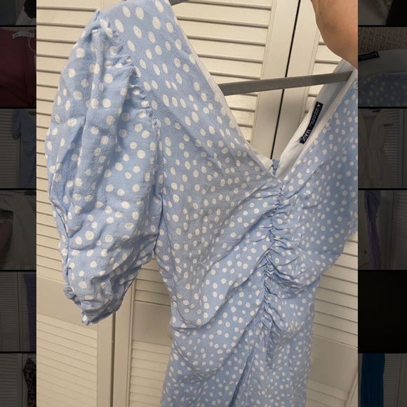 Zara Blue and White Longsleeve Mini Dress Size Medium - Picture 3 of 4